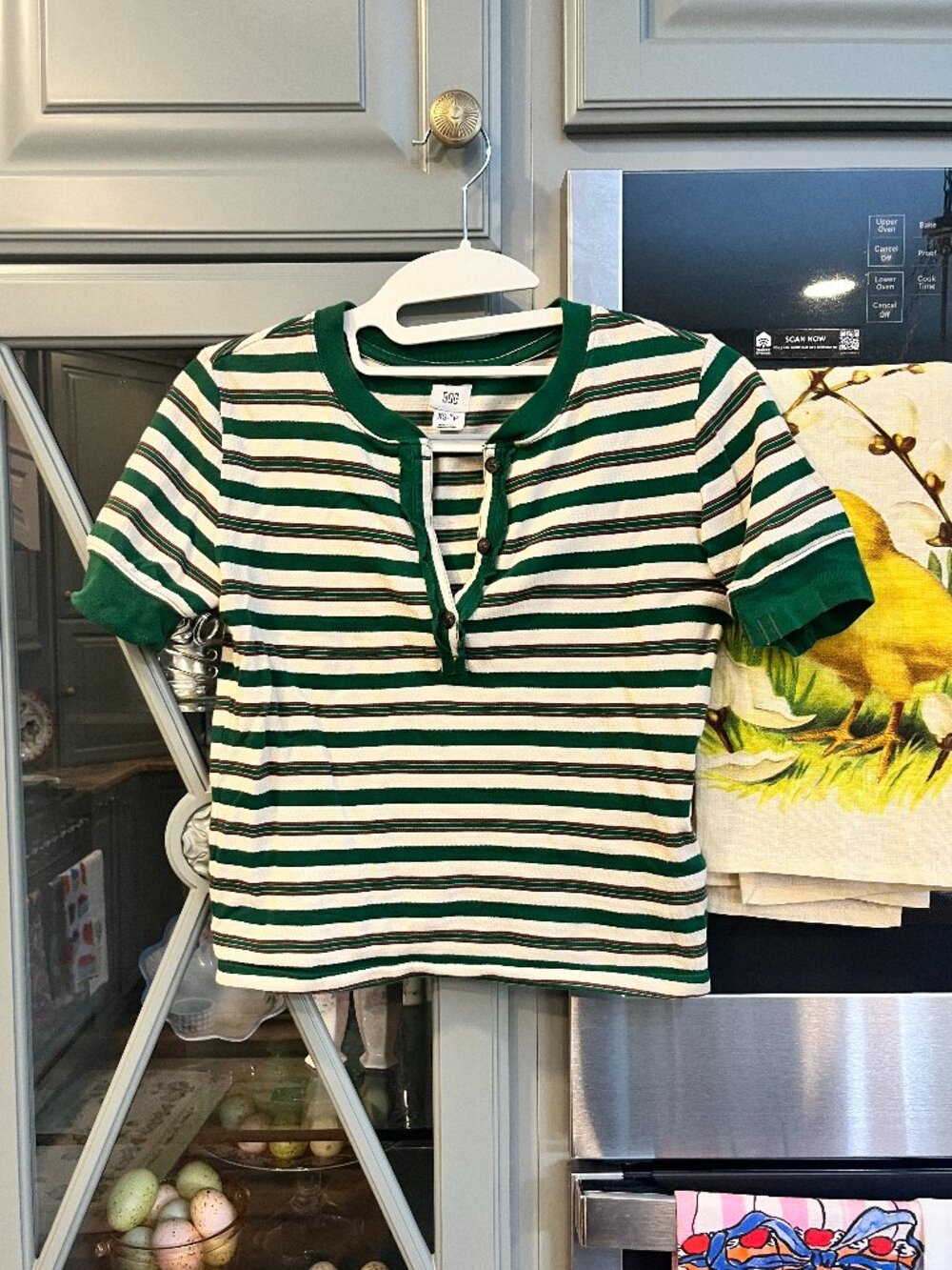 BDG Striped Shirt preppy henley XS streetwear fall cropped